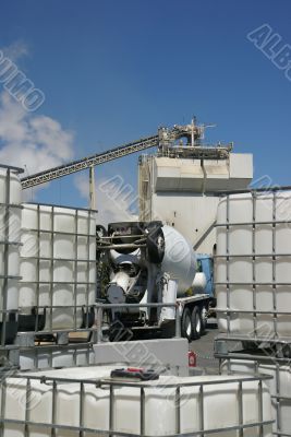 Cement trucks loading