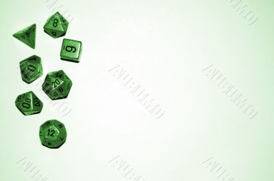 green gaming dice