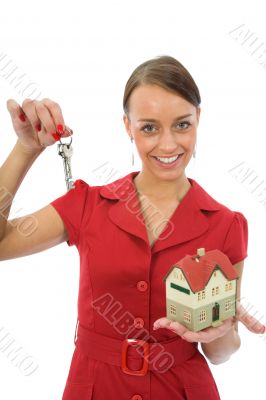 Business woman advertises real estate