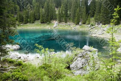 Blue lake in Dolomites