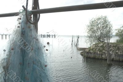 Blue fishing-net