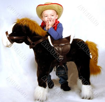 Boy Leaning on Horse