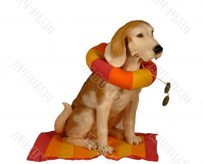 Beach dog statue