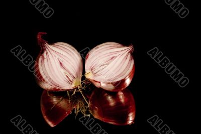 two sliced onions