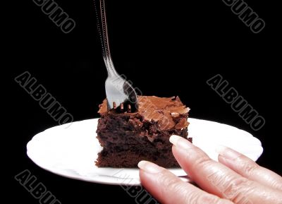 Brownie on a White Plate
