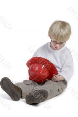 shy boy as fireman