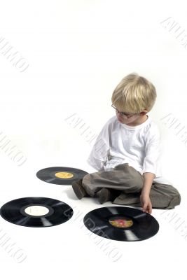 Young boy with vinyl