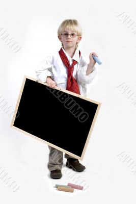 kid with blackboard