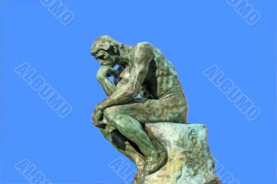 Thinker isolated over blue
