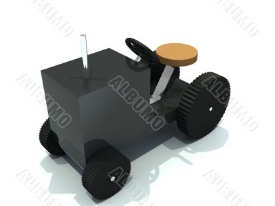 toy tractor from gray plastic