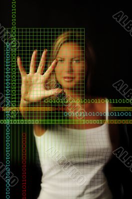 Binary Girl with coded grid