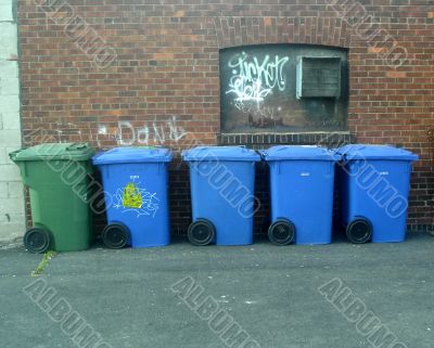 Green and Blue Recycling Bins