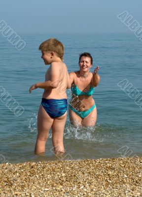 family on the beach