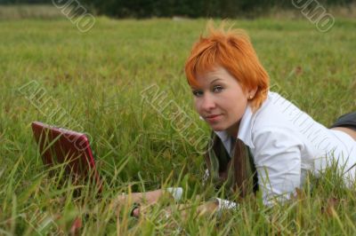 young woman with notebook