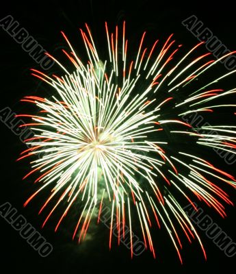 Night fireworks upon dark sky