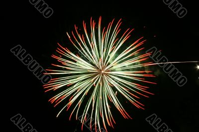 Night fireworks upon dark sky