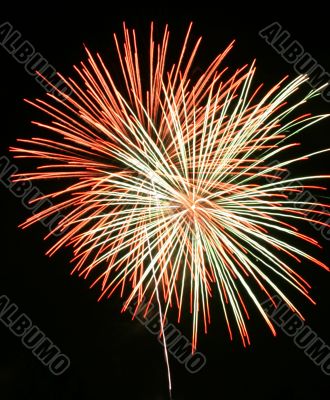 Night fireworks upon dark sky