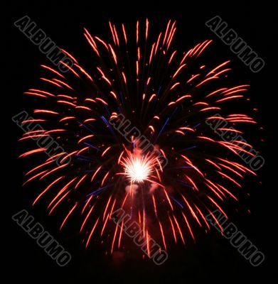 Night fireworks upon dark sky