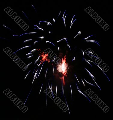 Night fireworks upon dark sky