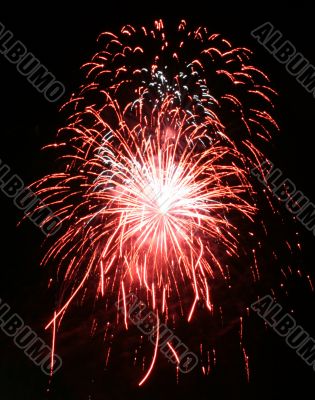 Night fireworks upon dark sky