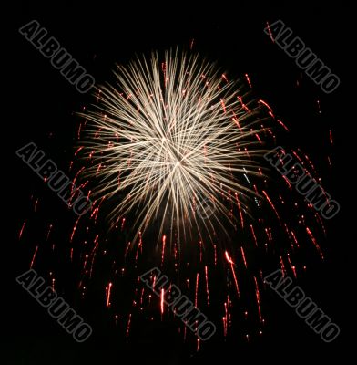 Night fireworks upon dark sky