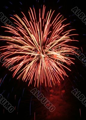 Night fireworks upon dark sky