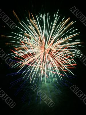 Night fireworks upon dark sky