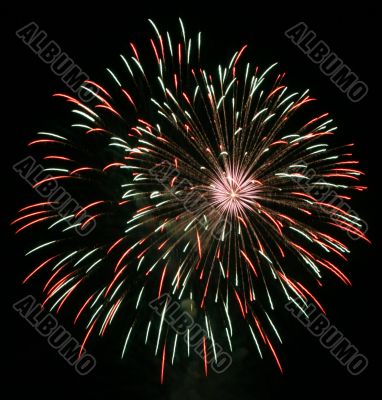 Night fireworks upon dark sky