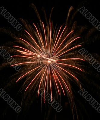Night fireworks upon dark sky