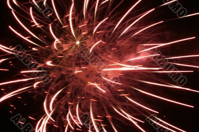 Night fireworks upon dark sky