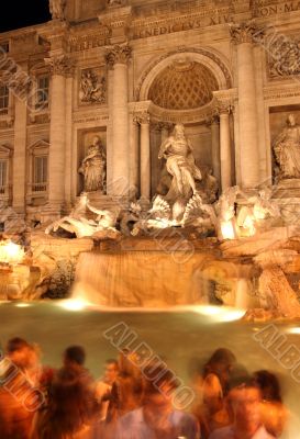 the trevi fountain by night