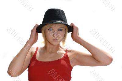 Blond Fashion Model with Hat