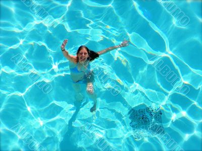 Aerial View of Woman Swimming