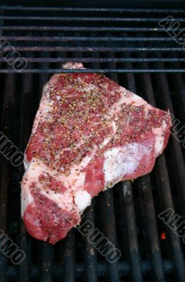 Thick Porterhouse Steaks on the Barbecue