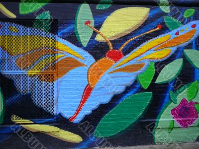 Colorful Community Mural Of Butterfly