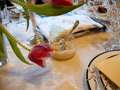 Traditional Passover Seder Table Setting