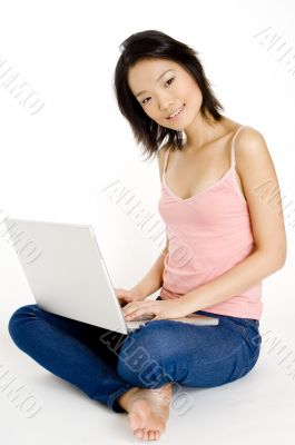 Asian Woman With Computer