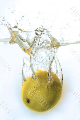 Lemon submitting to water with sparks