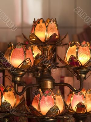 Lotus shaped temple lamps