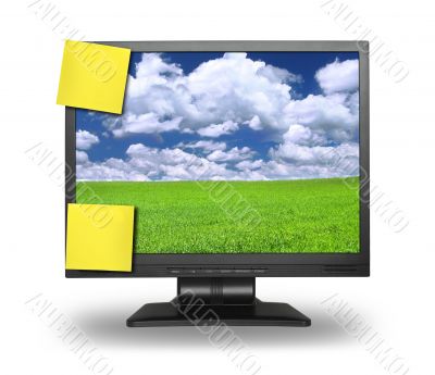 adhesive notes on lcd