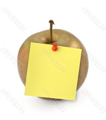 golden apple with note