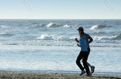 running along the beach