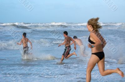 running into water