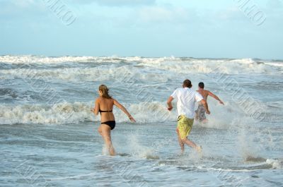 running into water