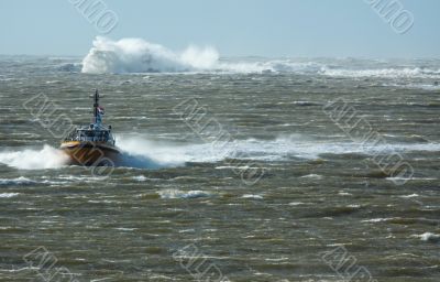 pilot boat in a storm