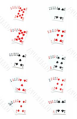 all poker hands on white