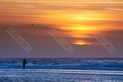 fishing on the beach