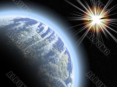 Planet with starburst
