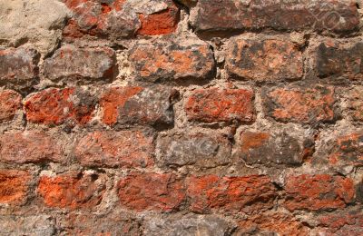 close-up of ruined brick wall