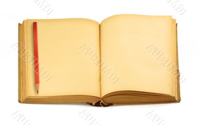 open blank book and crayon